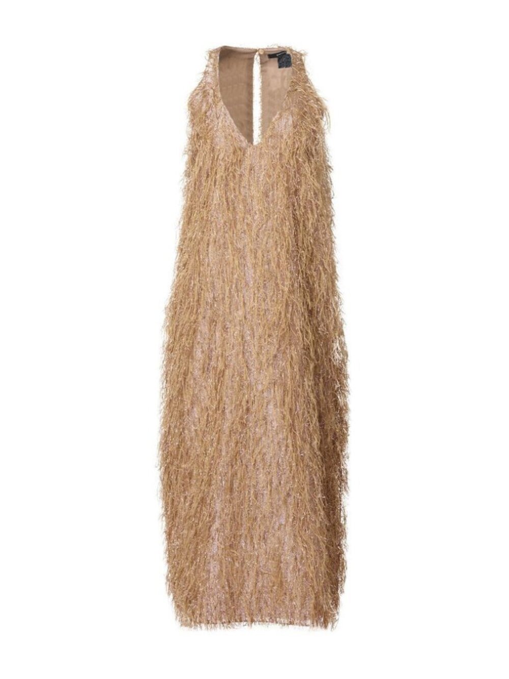 NWT Smythe Deep V-Neck Midi Dress in Metallic Rosegold, size XS
